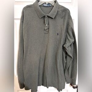 Tall man’s long-sleeve Polo RL knit shirt. Med gray, excellent condition, 3XLT